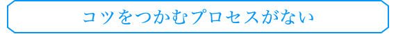 コツをつかむプロセスがない